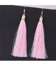 Graceful Cotton Threads Tassel Design Fashion Earrings - Pink