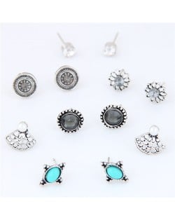 Vintage Floral Beads Combo Fashion Earrings