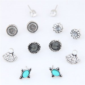 Vintage Floral Beads Combo Fashion Earrings