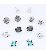 Vintage Floral Beads Combo Fashion Earrings