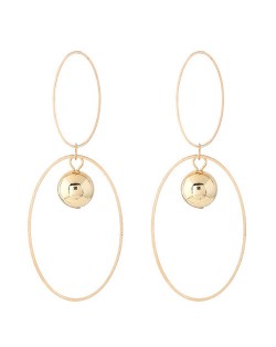 Alloy Balls Pendant Inlaid Dual Hoops Design Golden Fashion Earrings