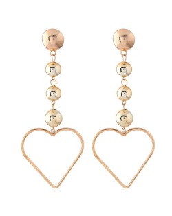 Dangling Alloy Balls Cluster and Heart Pendant Design High Fashion Earrings