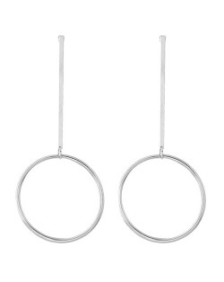 Alloy Stick and Dangling Hoop Combo Design Simple Fashion Earrings - Silver