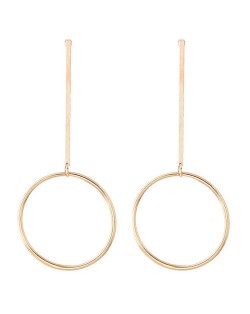 Alloy Stick and Dangling Hoop Combo Design Simple Fashion Earrings - Golden
