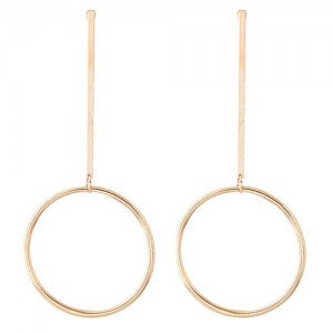 Alloy Stick and Dangling Hoop Combo Design Simple Fashion Earrings - Golden