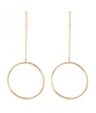 Alloy Stick and Dangling Hoop Combo Design Simple Fashion Earrings - Golden