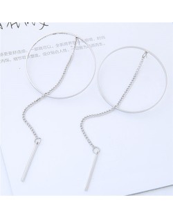 Hoop and Dangling Chain with Alloy Sticks Design Fashion Earrings