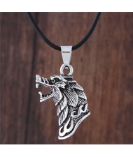 Vintage Wolf Head Pendant Unique Fashion Necklace