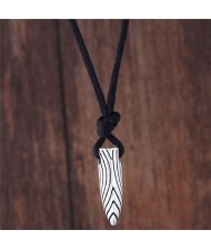 Vintage Decorated Engraving Pattern Bullet Pendant Fashion Necklace