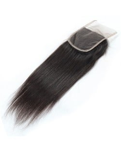3 Pieces 7A Grade 100% Human Hair Straight Natural Color Brazilian Virgin Hair Lace Closure