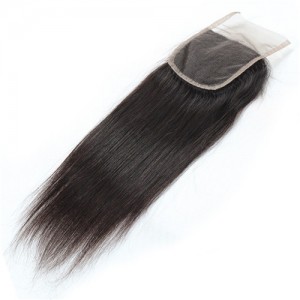 3 Pieces 7A Grade 100% Human Hair Straight Natural Color Brazilian Virgin Hair Lace Closure