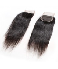 3 Pieces 7A Grade 100% Human Hair Straight Natural Color Brazilian Virgin Hair Lace Closure