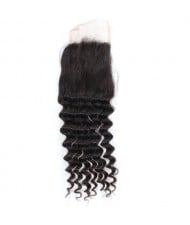 3 Pieces 7A Grade 100% Human Hair Deep Wave Natural Color Brazilian Virgin Hair Lace Closure