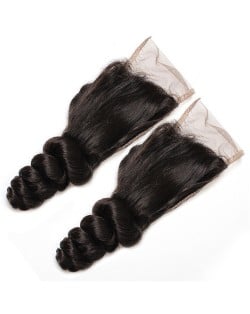 3 Pieces 7A Grade 100% Human Hair Loose Wave Natural Color Brazilian Virgin Hair Lace Closure