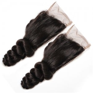 3 Pieces 7A Grade 100% Human Hair Loose Wave Natural Color Brazilian Virgin Hair Lace Closure