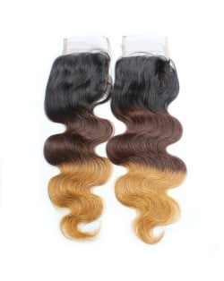 3 Pieces 7A Grade 100% Human Hair Body Wave T1B/4/27 Three Colors Brazilian Virgin Hair Lace Closure