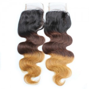 3 Pieces 7A Grade 100% Human Hair Body Wave T1B/4/27 Three Colors Brazilian Virgin Hair Lace Closure