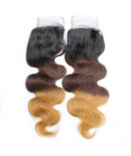 3 Pieces 7A Grade 100% Human Hair Body Wave T1B/4/27 Three Colors Brazilian Virgin Hair Lace Closure