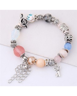 Musical Note Flower and Key Elements Beads Fashion Bracelet