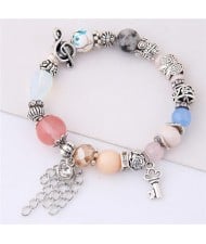 Musical Note Flower and Key Elements Beads Fashion Bracelet