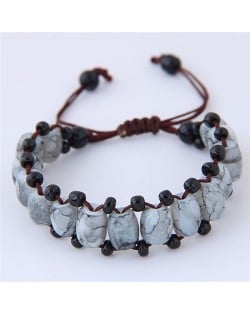 Folk Style Resin Beads Weaving Fashion Bracelet - Gray