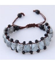 Folk Style Resin Beads Weaving Fashion Bracelet - Gray