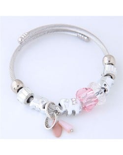 Elephants and Beads Combo Fashion Bangle - Pink