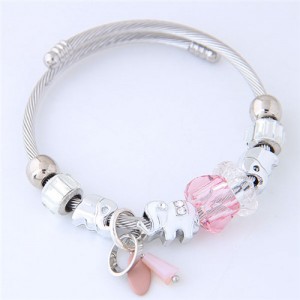 Elephants and Beads Combo Fashion Bangle - Pink