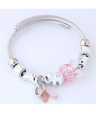 Elephants and Beads Combo Fashion Bangle - Pink