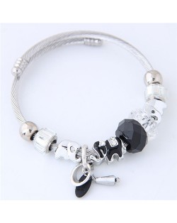 Elephants and Beads Combo Fashion Bangle - Black