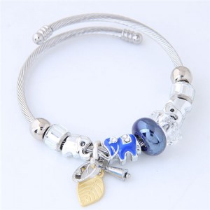 Elephants and Beads Combo Fashion Bangle - Blue