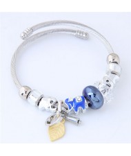 Elephants and Beads Combo Fashion Bangle - Blue