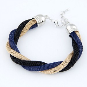Concise Metallic Weaving Style Bracelet - Black Blue Gold