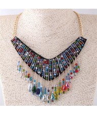 Colorful Crystal Beads Cloth Arch Design Women Fashion Costume Necklace