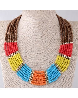 Multiple Beads Combo Design Chunky Fashion Costume Necklace