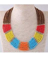 Multiple Beads Combo Design Chunky Fashion Costume Necklace