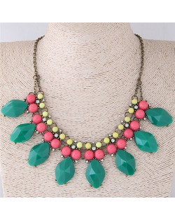 Candy Color Resin Gems Women Fashion Costume Necklace
