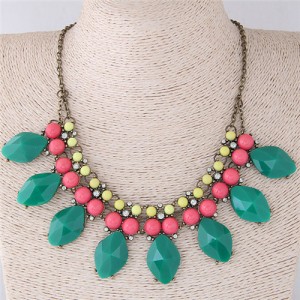 Candy Color Resin Gems Women Fashion Costume Necklace