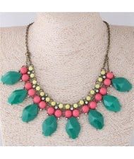 Candy Color Resin Gems Women Fashion Costume Necklace