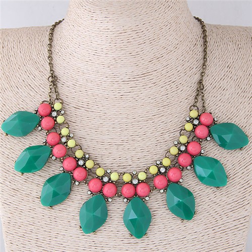 Candy Color Resin Gems Women Fashion Costume Necklace