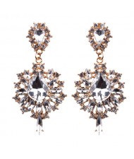 Full Rhinestone Paved High Fashion Earrings - Clear