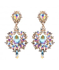 Full Rhinestone Paved High Fashion Earrings - White Colorful