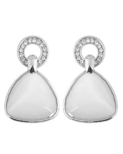 Triangular Opal Fashion Studs Earrings - Silver