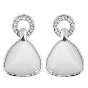 Triangular Opal Fashion Studs Earrings - Silver