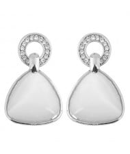 Triangular Opal Fashion Studs Earrings - Silver