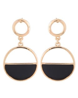 Half Hollow Design Alloy Hoop Fashion Earrings - Golden