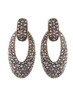 Shining Rhinestone Inlaid Hollow Waterdrops Design Fashion Studs Earrings - Vintage Copper