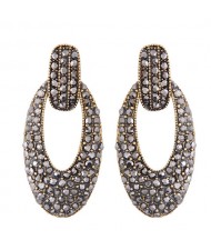 Shining Rhinestone Inlaid Hollow Waterdrops Design Fashion Studs Earrings - Vintage Copper