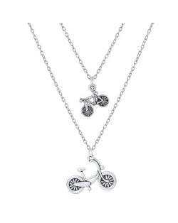 Bicycles Pendants Dual Layers High Fashion Costume Necklace