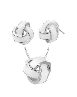 Elegant Weaving Balls Design Women Fashion Necklace and Earrings Set - White and Silver